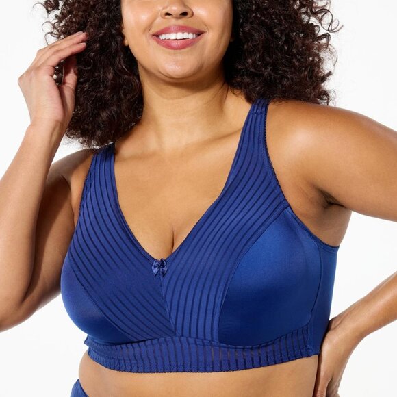 Rhonda Shear Striped Pin Up Bra Size 1X Midnight Navy Intimate Underwear 229.12 - Picture 1 of 8